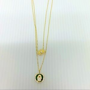 Hamsa/Evil Eye 2Strand Rhinestone Pendant Necklace